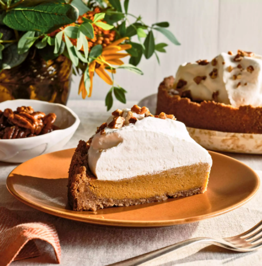 Gingered sweet potato pie with pecan-crumb crust and ginger-honey whip