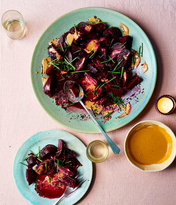 Gingery beetroot with peanut dressing