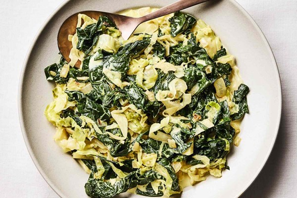 Gingery creamed kale and cabbage