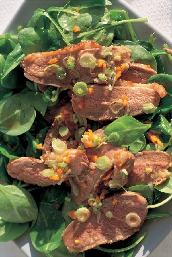 Gingery hot duck salad