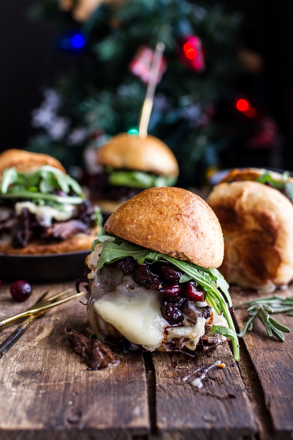 Gingery steak and Brie sliders with balsamic cranberry sauce