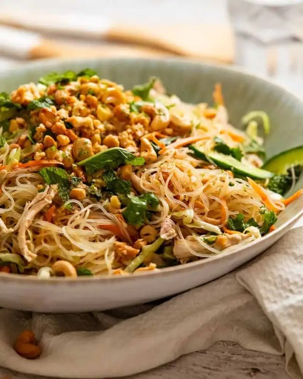Glass noodle salad with lime cashew crumble
