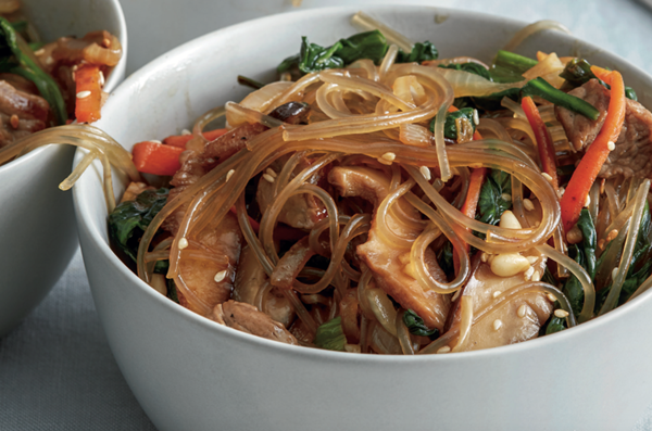 Glass noodles with vegetables and meat