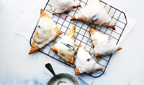 Glazed blueberry-blackberry turnovers