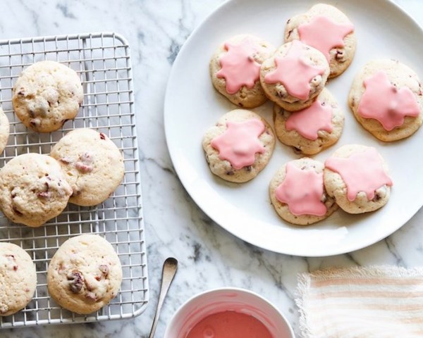 Glazed Campari & strawberry cookies