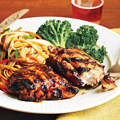 Glazed chicken and Szechuan noodle salad