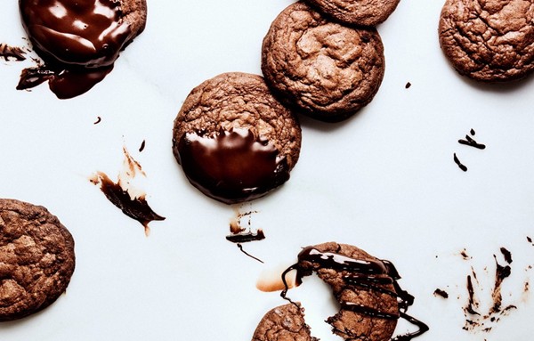 Glazed chocolate crème fraîche cookies