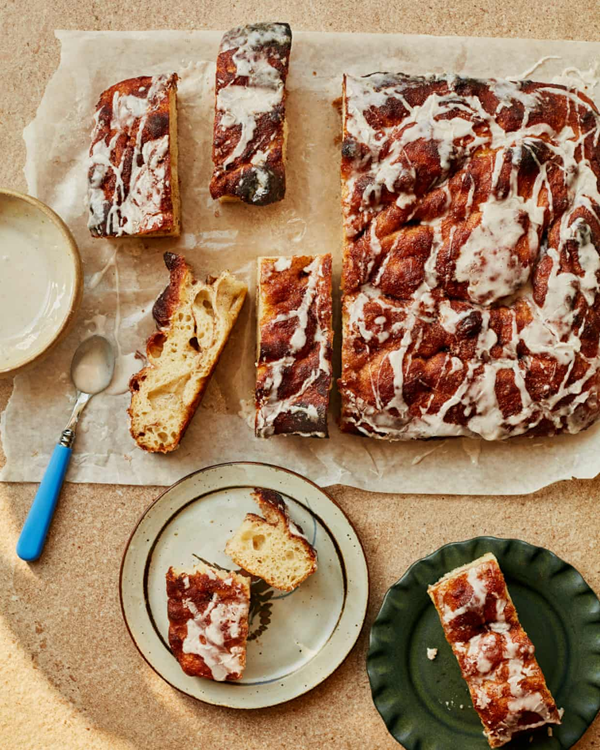 Glazed cinnamon focaccia