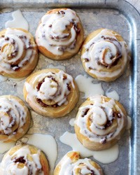 Glazed cinnamon rolls with pecan swirls