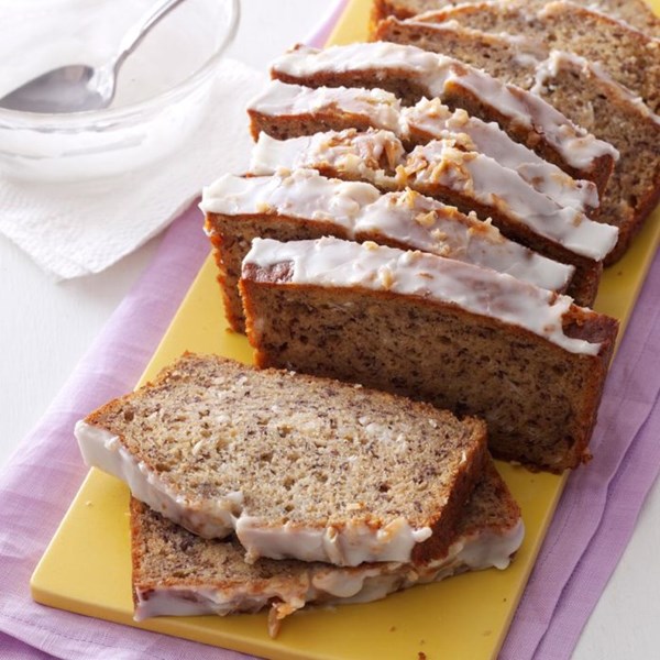 Glazed coconut-banana bread