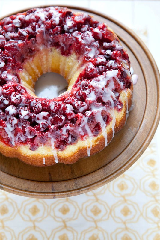 Glazed cranberry lemon cake