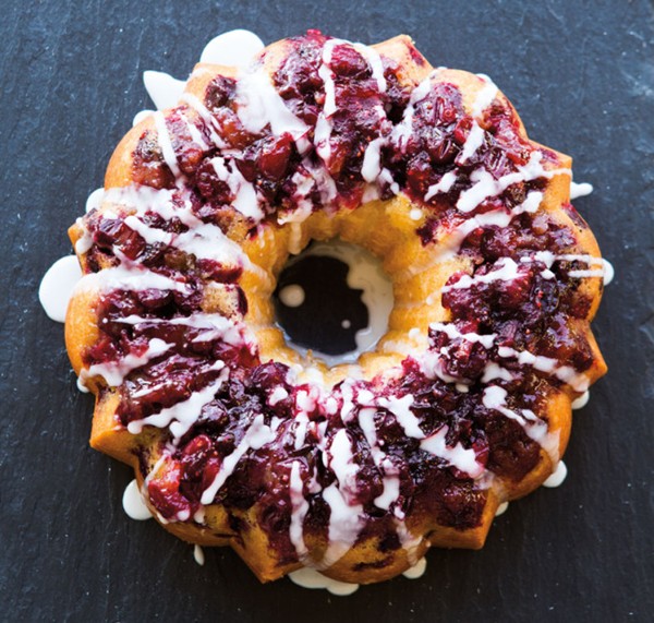 Glazed cranberry-lemon cake