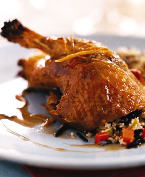Glazed duck with clementine sauce