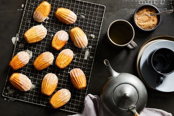 Glazed eggnog madeleines