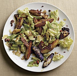 Glazed fingerling potato salad with pancetta and warm mustard vinaigrette
