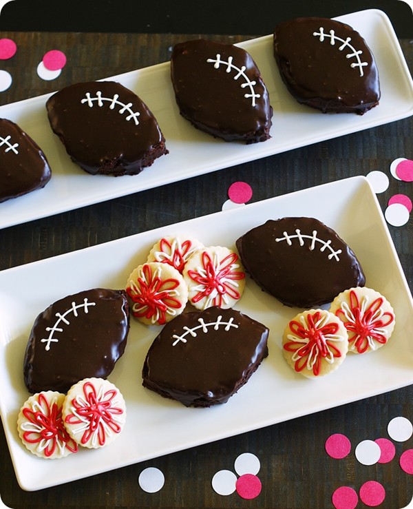 Glazed football brownies