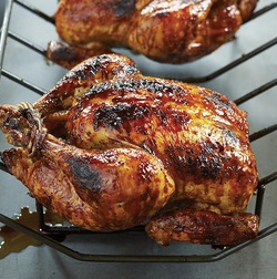 Glazed grill-roasted chicken