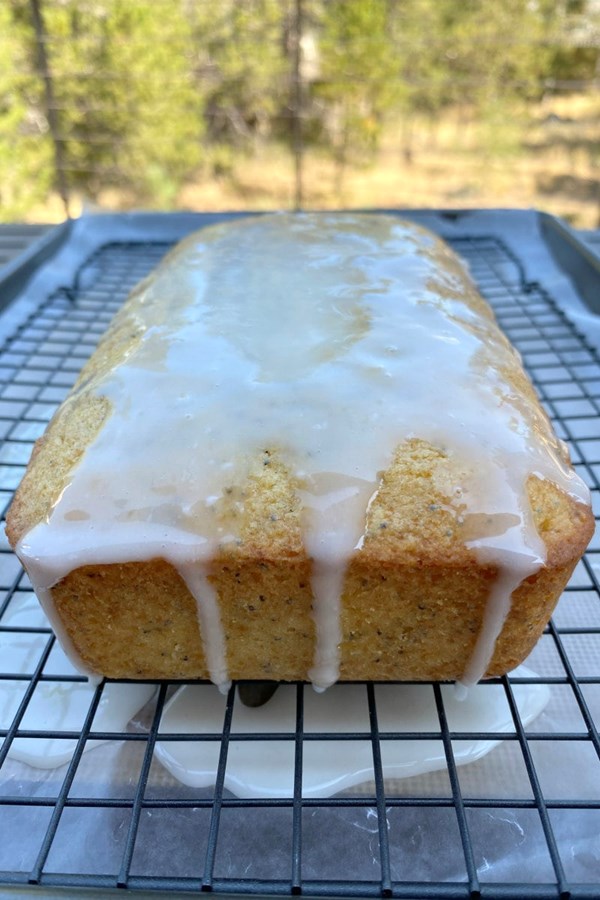 Glazed lemon poppy seed bread