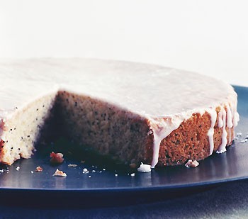Glazed lemon poppy-seed cake