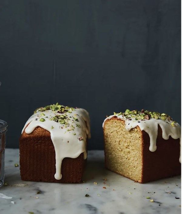 Glazed lemon, yogurt, and olive oil pound cake