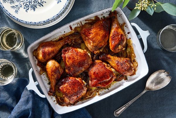  Glazed Marmite & honey chicken with lemony potatoes 