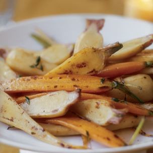 Glazed parsnips and carrots with sherry