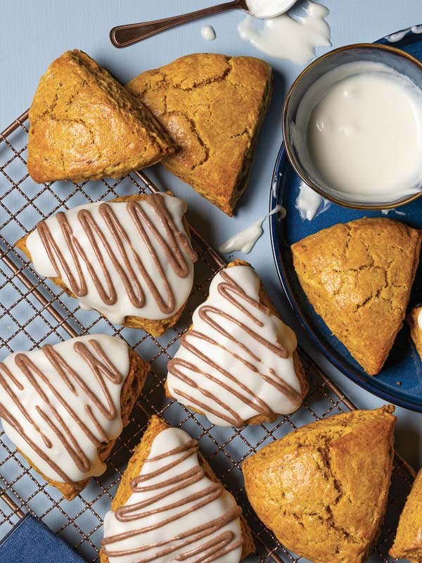 Glazed pumpkin spice scones