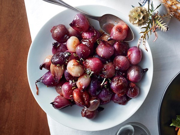 Glazed red pearl onions