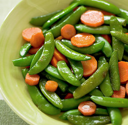 Glazed sugar snap peas and carrots