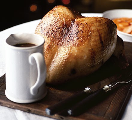 Glazed turkey crown with cranberry gravy