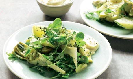 Globe artichoke salad with preserved lemon mayonnaise