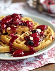 Gluten- and soy-free waffles with apple-pear compote