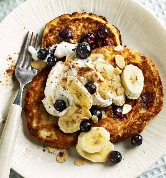 Gluten-free almond and blueberry pancakes
