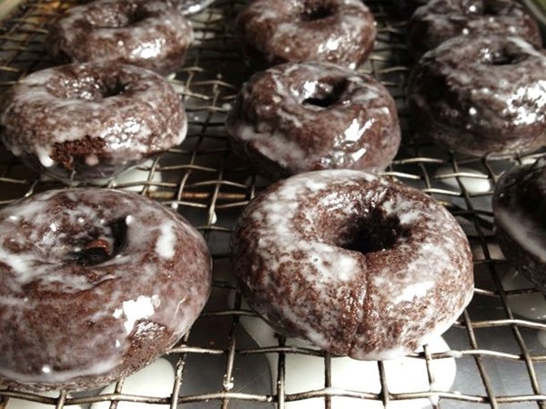 Gluten-free baked chocolate doughnuts