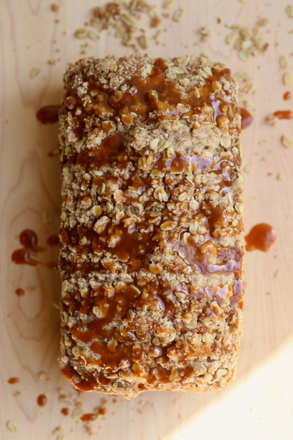 Gluten-free banana bread with salted caramel