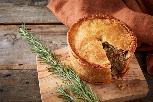  Gluten-free chestnut, mushroom and parsnip pie