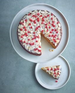 Gluten-free clementine & almond cake with pomegranates