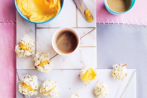 Gluten-free coconut & lemon macarons