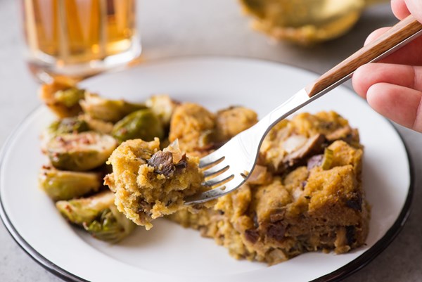 Gluten-free cornbread and mushroom stuffing