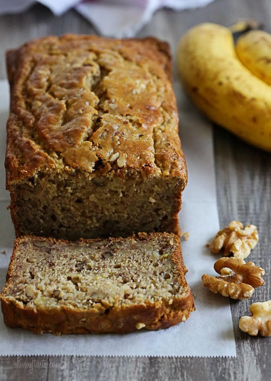 Gluten-free lightened up banana nut bread