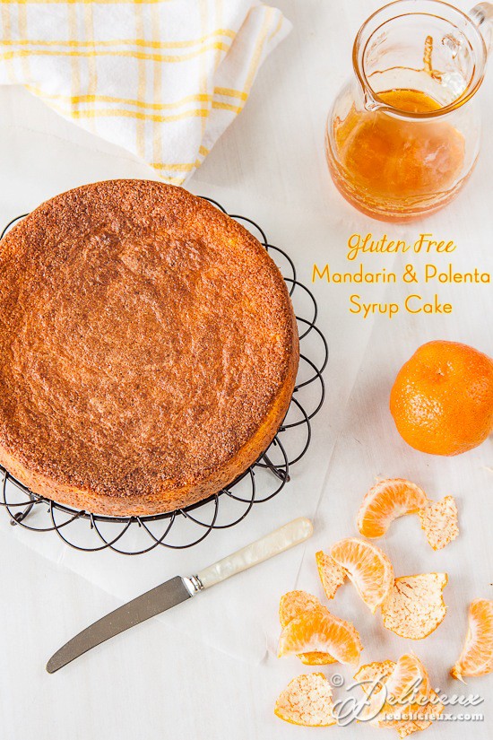 Gluten free mandarin and polenta cake with mandarin syrup