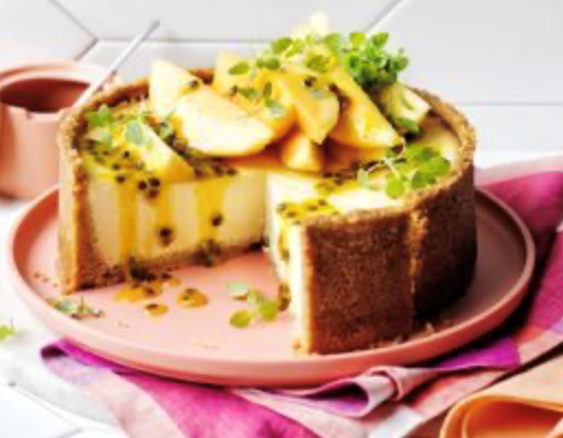 Gluten-free mango yoghurt cheesecake