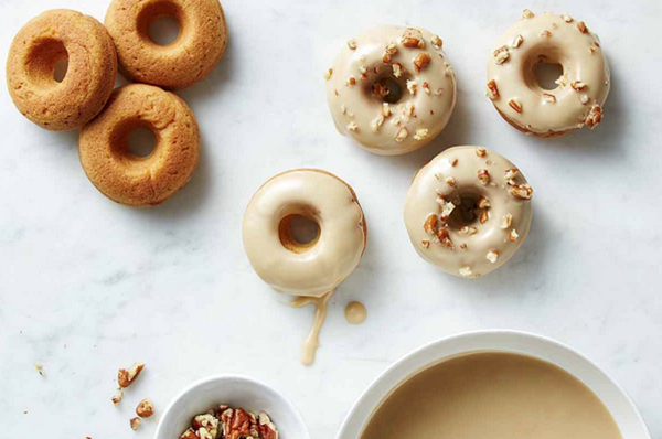 Gluten-free maple doughnuts with bourbon glaze