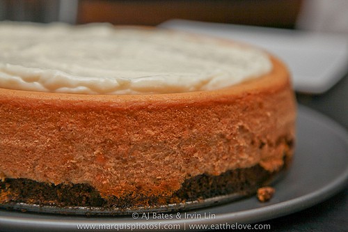 Gluten free maple sweet potato cheesecake with gingerbread bottom and sour cream marshmallow topping