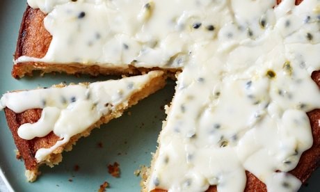 Gluten-free passion fruit and lime drizzle cake