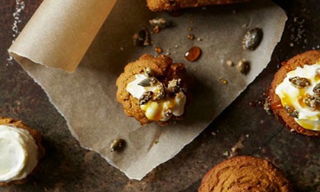 Gluten-free pumpkin cakes with caramel cream cheese icing