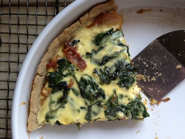 Gluten-free spinach and onion tart