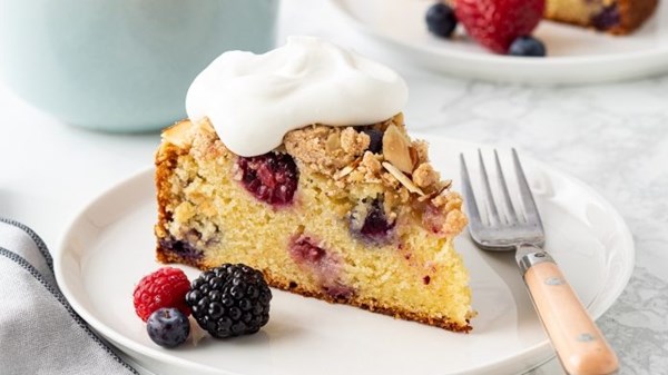 Gluten-free summer berry coffee cake