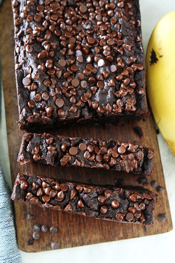 Gluten free vegan chocolate banana bread