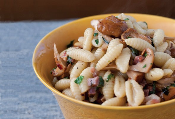 Gnocchetti with pancetta, chanterelles, and mint